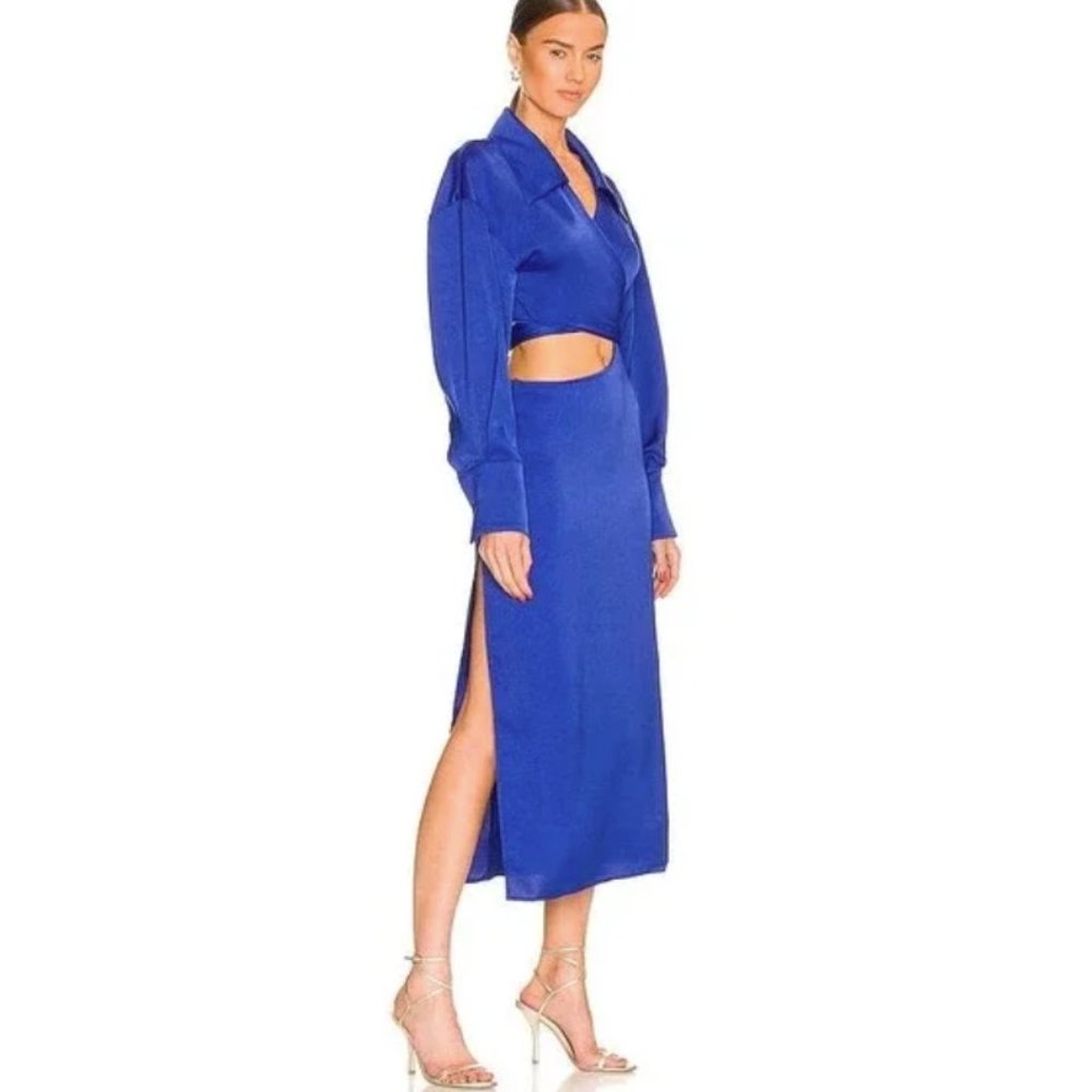 Ronny Kobo Ranell Wrap Dress Size XS, Royal Blue, Midi - Picture 9 of 9